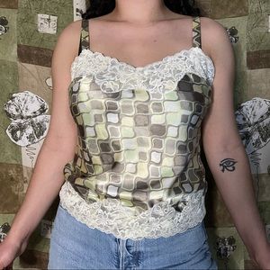 Geoffrey Beene Funky Green Silk Satin Top